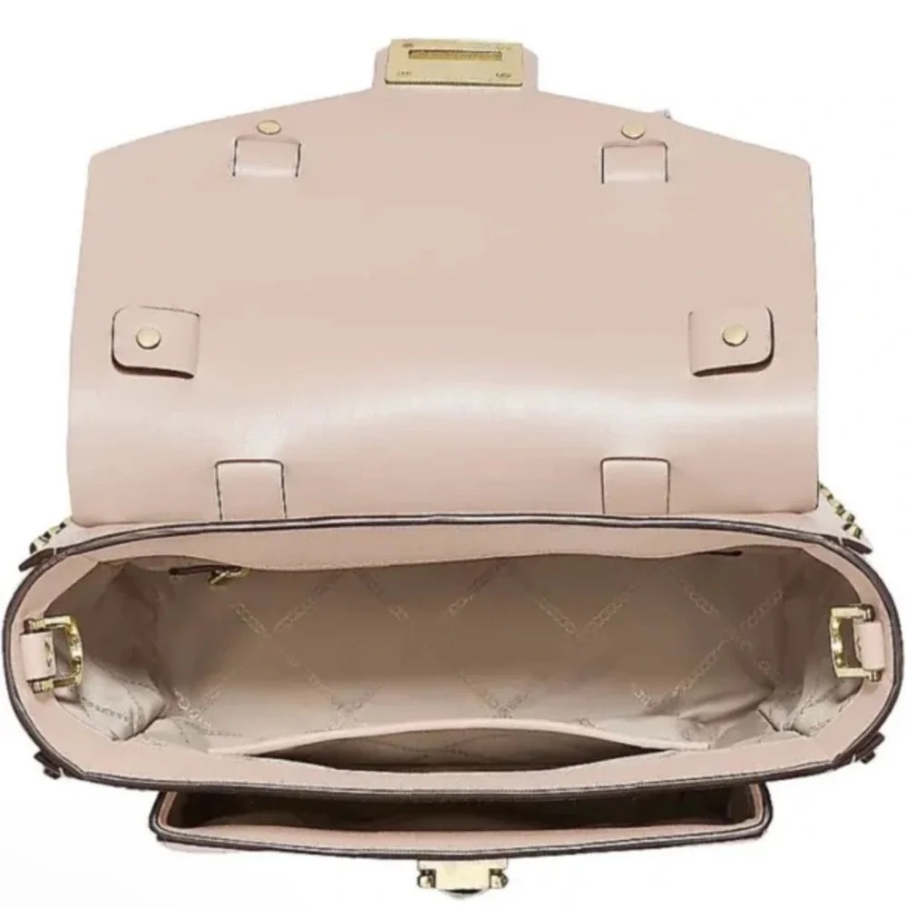 Michael Kors Manhattan Medium Top Handle School Satchel Powder Blush Leather - Picture 4 of 5